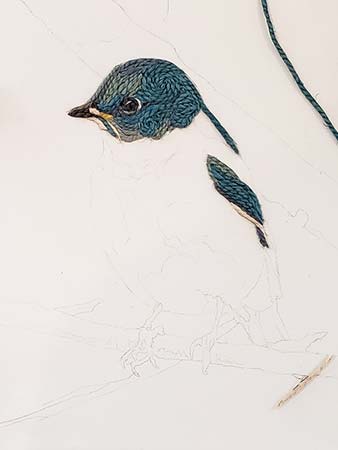 RopeArt work in progress, Bluebird, by Amy Wagner